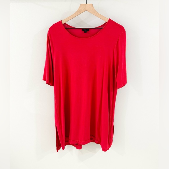 J. Jill Wearever Short Sleeve Knit Tunic Red Size Large - Picture 2 of 6